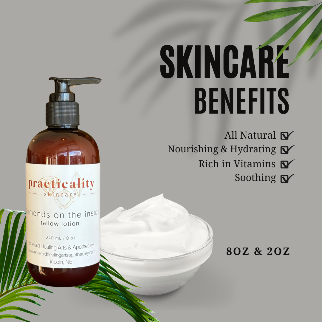 Diamonds on the Inside Tallow Lotion 2oz | Unscented, Grass-Fed, Chemical-Free | Perfect for Babies & Dry Skin