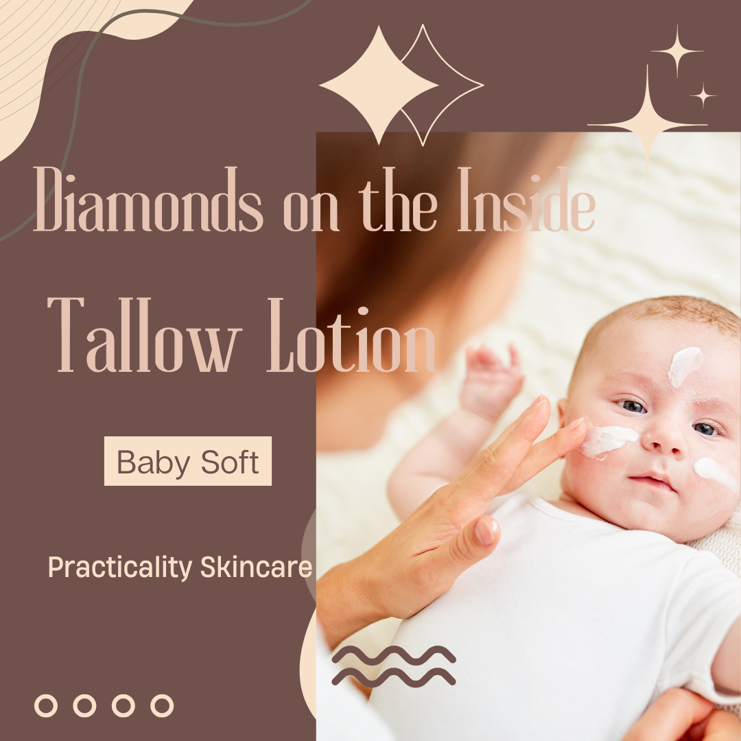 Diamonds on the Inside Tallow Lotion 2oz | Unscented, Grass-Fed, Chemical-Free | Perfect for Babies & Dry Skin