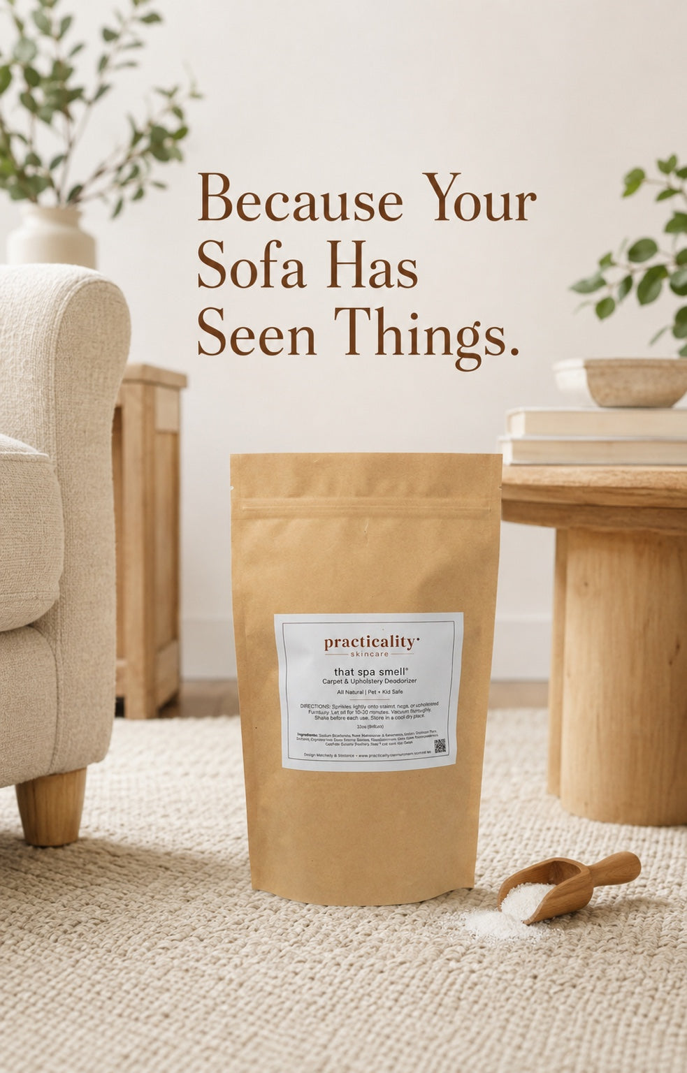 That Spa Smell Carpet and Upholstery Deodorizer in a bright living room